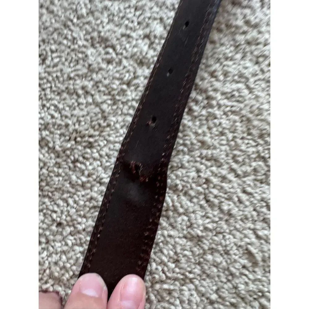 Dockers Brown Leather Belt Men's Waist Size 36 w/ Silver Hardware